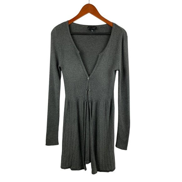 Dialogue Womens XS Gray Ribbed Long Cardigan Sweater - Picture 1 of 5
